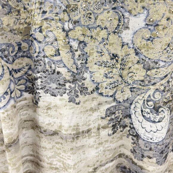 Set Of 3 CJ Banks Womens Short Sleeve Tops 2X Blue & Beige With Sparkle & Print - Picture 9 of 16